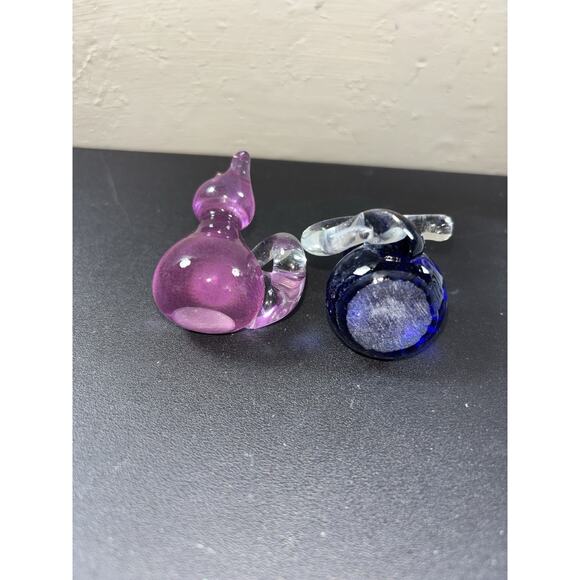2 Vtg Art Glass Cat Kitten Purple 2.5”Figurines - Picture 5 of 5